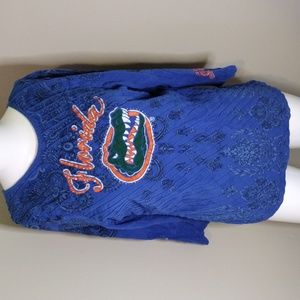 Vintage Women’s Florida Gators Embellished Blouse, 3/4 Sleeves Size M